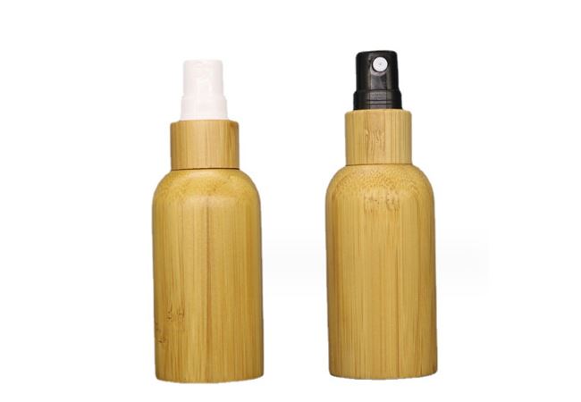 Cylindrical Serum Bottle Wrapped in Bamboo